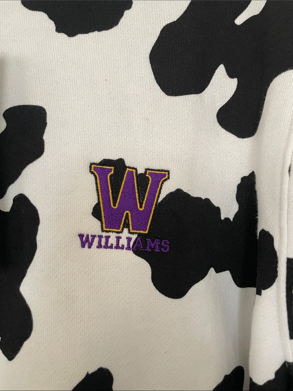 Charles River /Williams College Black & White Cow Print Quarter-Zip Sweatshirt - Picture 2 of 10